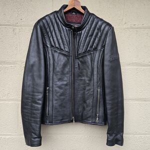 Flying Bikes Oakwood Leather Jacket Black Biker Motorcycle Thinsulate Men ● L